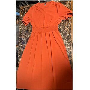 Short Sleeve Orange Rust Dress